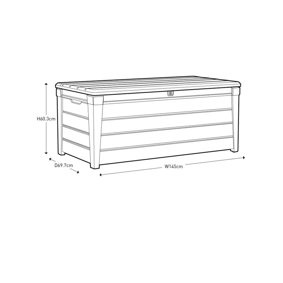 Keter Brightwood Opbergbox - 455L - 145x69,7x60,3 Cm - Grafiet 4 Keter Brightwood Opbergbox - 455L - 145x69,7x60,3 Cm - Grafiet - Afbeelding 2