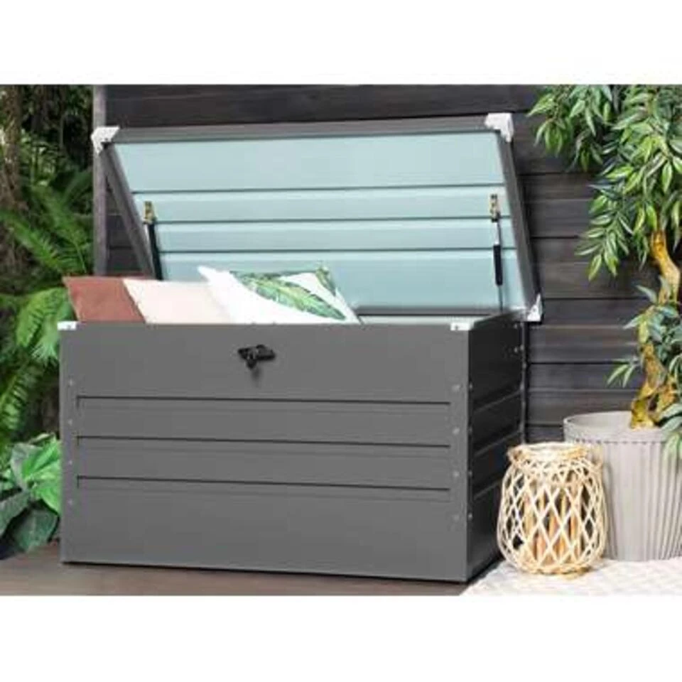 Beliani Kist CEBROSA - Grijs Staal 4 Beliani Kist CEBROSA - Grijs Staal - Afbeelding 2